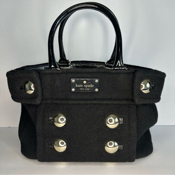 kate spade Handbags - Kate Spade Fox Chapel Shari Black Wool Italian Felt Button Up Tote Bag